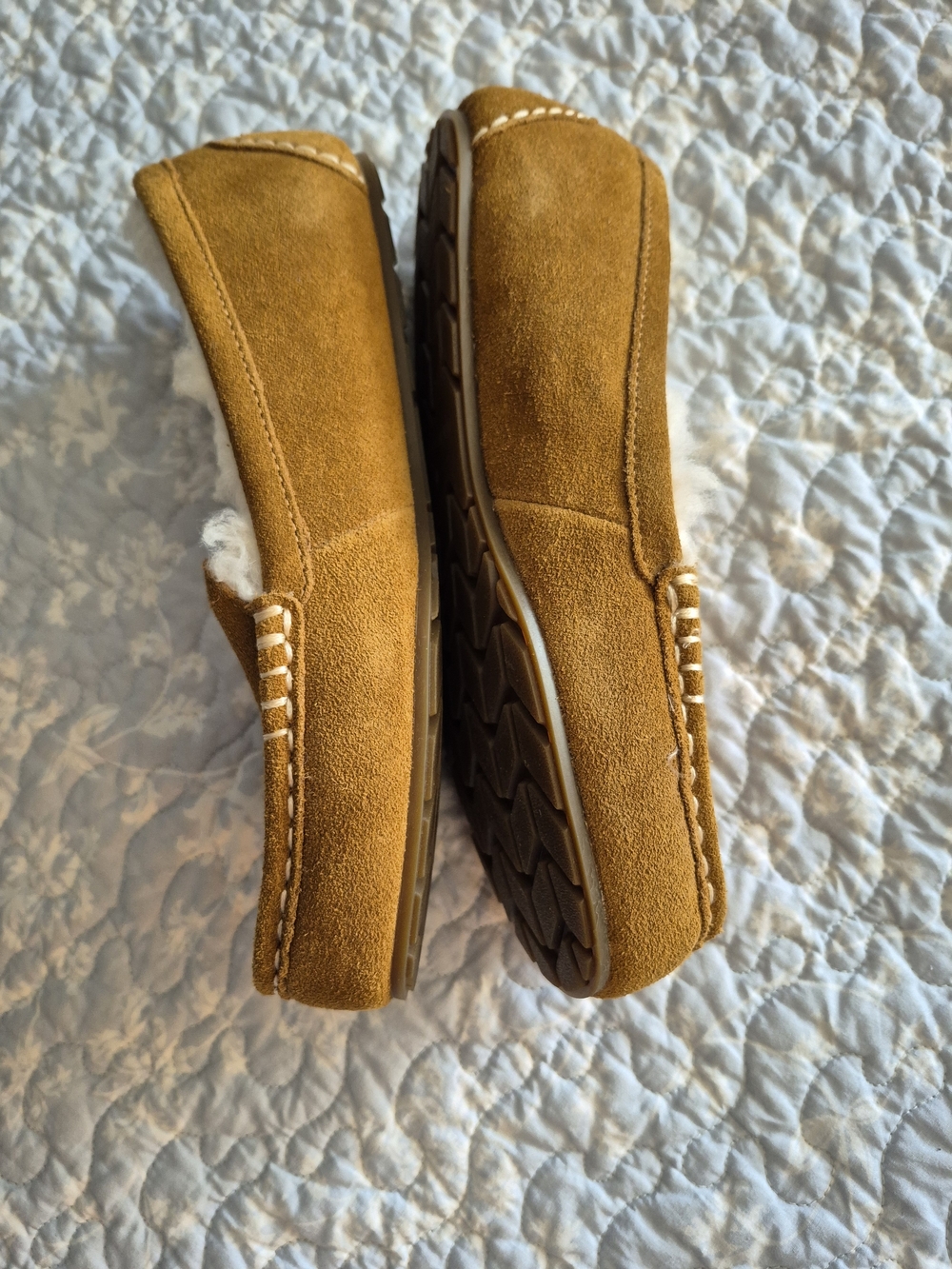 Koolaburra Chestnut Suede Shearling-Lined Moccasins - Picture 3 of 4